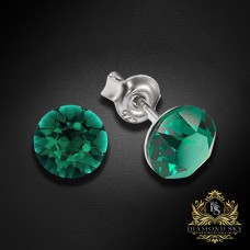 Sudraba auskari „Klasika (Emerald)“ ar Swarovski™ kristāliem