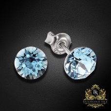 Sudraba auskari „Klasika (Aquamarine Blue)“ ar Swarovski™ kristāliem