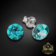 Sudraba auskari „Klasika (Blue Zircon)“ ar Swarovski™ kristāliem