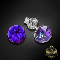 Sudraba auskari „Klasika (Heliotrope)“ ar Swarovski™ kristāliem