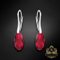 Sudraba auskari „Anšante (Scarlet)“ ar Swarovski™ kristāliem