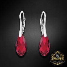 Sudraba auskari „Anšante (Scarlet)“ ar Swarovski™ kristāliem