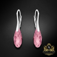 Sudraba auskari „Enchanté (Light Rose)“ ar Swarovski® kristāliem