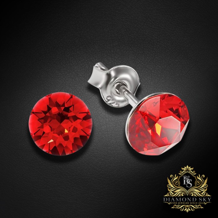 Sudraba komplekts sievietēm „Klasika (Light Siam)“ ar Swarovski® kristāliem