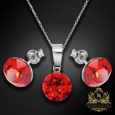 Sudraba komplekts sievietēm „Klasika (Light Siam)“ ar Swarovski® kristāliem