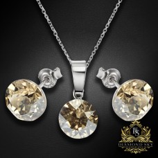Sudraba komplekts „Klasika (Golden Shadow)“ ar Swarovski™ kristāliem