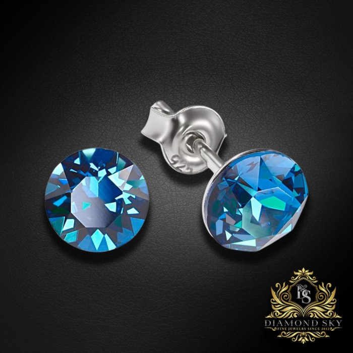 Sudraba komplekts sievietēm „Klasika (Bermuda Blue)“ ar Swarovski® kristāliem