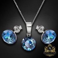 Sudraba komplekts sievietēm „Klasika (Bermuda Blue)“ ar Swarovski® kristāliem