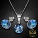 Sudraba komplekts sievietēm „Klasika (Bermuda Blue)“ ar Swarovski® kristāliem
