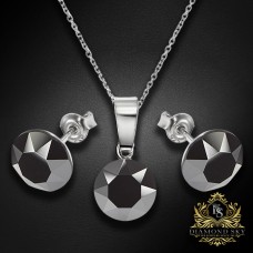 Sudraba komplekts „Klasika (Jet Hematite)“ ar Swarovski™ kristāliem