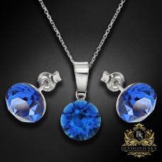 Sudraba komplekts „Klasika (Capri Blue)“ ar Swarovski™ kristāliem