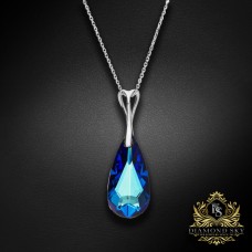 Sudraba kulons „Varavīksnes Kaskāde (Bermuda Blue)“ ar Swarovski™ kristāliem