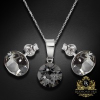Sudraba komplekts sievietēm „Klasika (Silver Night)“ ar Swarovski® kristāliem