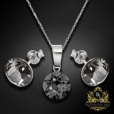 Sudraba komplekts sievietēm „Klasika (Silver Night)“ ar Swarovski® kristāliem