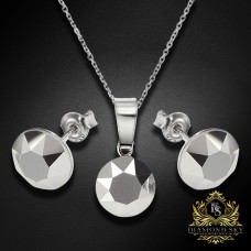 Sudraba komplekts sievietēm „Klasika (Light Chrome)“ ar Swarovski® kristāliem