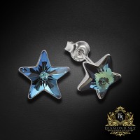Bērnu sudraba auskari „Zvaigznīte (Bermuda Blue)“ ar Swarovski™ kristāliem