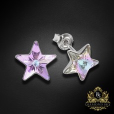 Bērnu sudraba auskari „Zvaigznīte (Vitrail Light)“ ar Swarovski™ kristāliem