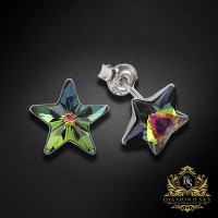 Bērnu sudraba auskari „Zvaigznīte (Vitrail Medium)“ ar Swarovski™ kristāliem