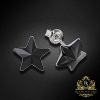 Bērnu sudraba auskari „Zvaigznīte (Jet)“ ar Swarovski™ kristāliem