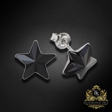 Bērnu sudraba auskari „Zvaigznīte (Jet)“ ar Swarovski™ kristāliem