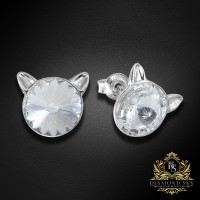Sudraba auskari „Kaķis“ ar Swarovski® kristāliem