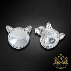 Sudraba auskari „Kaķis“ ar Swarovski® kristāliem