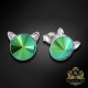 Sudraba auskari „Kaķis (Scarabaeus Green)“ ar Swarovski® kristāliem