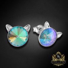 Bērnu sudraba auskari „Kaķis (Paradise Shine)“ ar Swarovski™ kristāliem