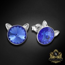 Sudraba auskari „Kaķis (Sapphire)“ ar Swarovski® kristāliem