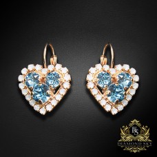 Auskari „Atklāta Sirds (Aquamarine Blue)“ ar Swarovski™ kristāliem
