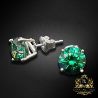 Sudraba auskari „Junona (Green)“ ar Swarovski® kristāliem