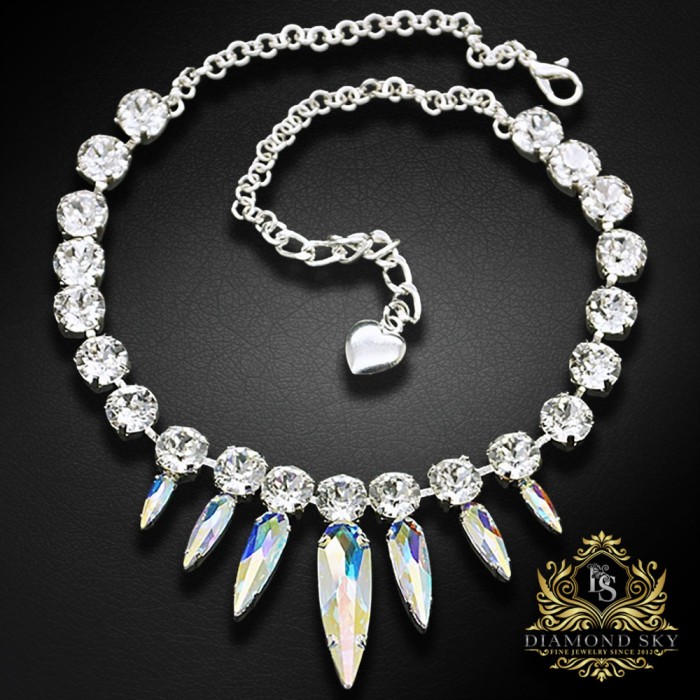 Kāzu kaklarota „Atlantis (Aurora Borealis)“ ar Swarovski™ kristāliem