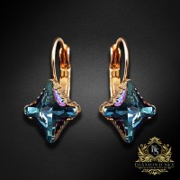Auskari „Kristāla Rombs II (Aquamarine Metallic Blue)“ ar Swarovski™ kristāliem