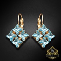 Серьги «Хрустальный Ураган (Aquamarine Blue)» с кристаллами Swarovski™