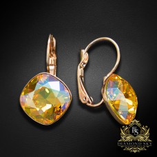 Auskari „Žilbinošais Mirdzums IV (Light Topaz Shimmer)“ ar Swarovski® kristāliem