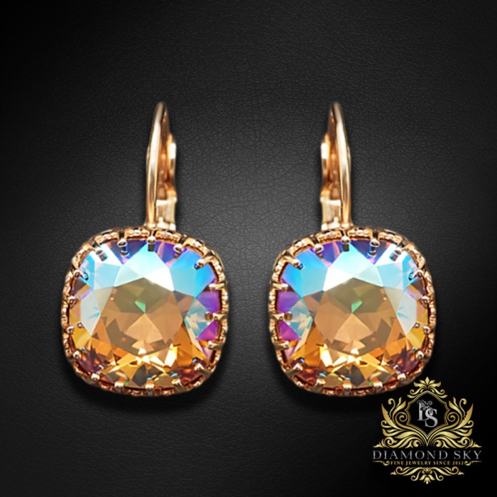 Auskari „Vintage V (Light Colorado Topaz Shimmer)“ ar Swarovski® kristāliem