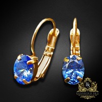 Серьги «Зеркало Барокко II (Fancy Blue)» с кристаллами Swarovski Zirconia Pure Brilliance