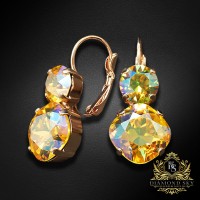 Auskari „Žilbinošais Mirdzums VI (Light Topaz Shimmer)“ ar Swarovski® kristāliem