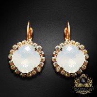 Auskari „Žilbinošais Mirdzums III (White Opal)“ ar Swarovski® kristāliem