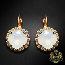 Auskari „Žilbinošais Mirdzums III (White Opal)“ ar Swarovski® kristāliem