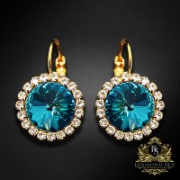 Earrings “Clarice” (Bermuda Blue) embellished with Crystals by Swarovski®
