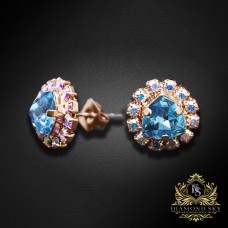 Auskari „Bermudu Trijstūris IV (Aquamarine Blue)“ ar Swarovski® kristāliem