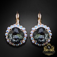 Серьги «Ослепительный Блеск III (Graphite)» с кристаллами Swarovski™