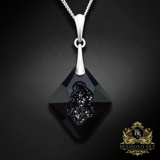 Sudraba kulons „Growing Crystal (Jet)“ ar Swarovski® kristāliem