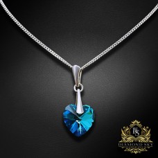 Sudraba kulons „Iemīlējusies Sirds II (Bermuda Blue)“ ar Swarovski™ kristāliem