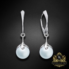 Sudraba auskari „Pērļu Galaktika (Light Blue)“ ar Preciosa™ kristāliem