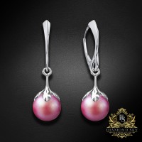 Sudraba auskari „Pērļu Galaktika (Pearlescent Red)“ ar Preciosa™ kristāliem
