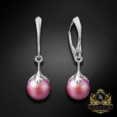 Sudraba auskari „Pērļu Galaktika (Pearlescent Red)“ ar Preciosa™ kristāliem