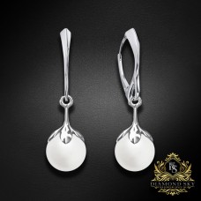 Sudraba auskari „Pērļu Galaktika (White)“ ar Preciosa™ kristāliem