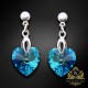 Sudraba auskari „Iemīlējusies Sirds II (Bermuda Blue)“ ar Swarovski® kristāliem